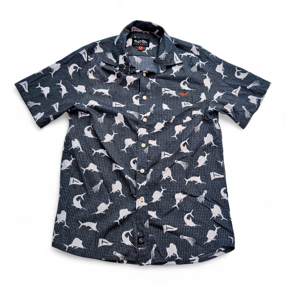 Salt Life Men's Short-Sleeve Fish‎ Print Button-Down Shirt S